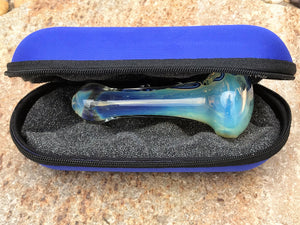 New Thick Fumed Glass 4.5"  Spoon Hand Pipe includes Zipper Padded Hard Case