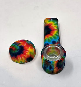 Tie Dye Thick Silicone 3.5" Hand Pipe with Cap
