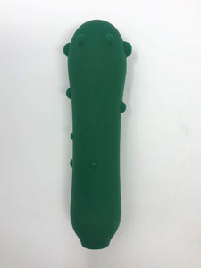 5" Pickled Character Silicone Hand Pipe w/Glass Screen Bowl - Dark Green