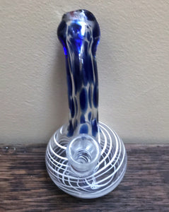 5" Mini Thick Glass Bong Pipe 14mm Male Herb Bowl - Midnight & White