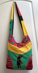 Colorful Cotton Crossbody Shoulder Bag in Sling Slouch Style