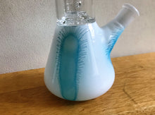 8" Beaker Dome Percolator Glass Water Bong Ice Catchers Slide in Stem with Bowl - Sky Blue Amoeba
