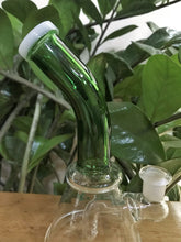 7" Glass Buzz Beaker Shower Perc Water Bong w/Green Bent Neck & 2-14mm Male Slide Bowls