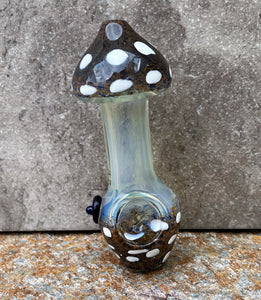 Collectible 4.5" Fumed Glass Handmade Mushroom Hand Pipe - Mocha