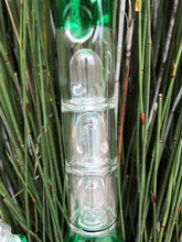 Triple Dome Perc. 14" Beaker Bong Ice Catcher Slide in Stem with Bowl - Emerald