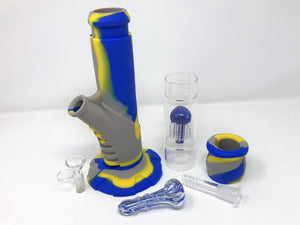 Best 15" Silicone Detachable Bong w/Glass 8 Arm Tree Perc 3.5" Glass Hand pipe