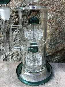 Best 11" Thick Glass Double Shower & Dome Perc Rig 14mm Male Herb Bowl - Seaglass