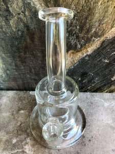7" Thick Glass Rig Dome Perc w/14mm Quartz Banger, Tool & Container - All Clear