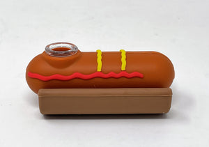 Celebrate the Summer! Have your own special BBQ with this HOT DOG...3.5" Collectible Silicone Hand Spoon Pipe w/Glass bowl