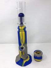 15" Silicone Detachable Bong w/Glass 8 Arm Tree Perc 2 - 14mm Slide Bowls - Gry/Royal/Yellow