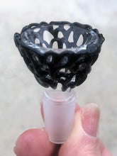 14mm Male Thick Glass Slide Bowl - Black Lattice Flower