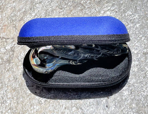 Thick Fumed Glass 4" Hand Spoon Pipe Bowl w/ Padded Zipped Pouch