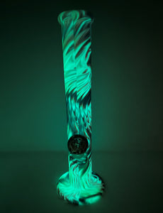 Glow in the Dark Straight Silicone Unbreakable 14" Bong Beautiful Swirl Design