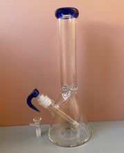 Thick Clear Glass Best 14" Beaker Bong Single Horne Bowl with 6 hole screen.