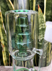 10.5" Thick Glass Water Rig Perc with 18mm Male, Quartz Banger, Tool & Container - Grass Green