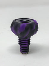 Thick Silicone Herb Bowl 14mm/18mm Dual Use with Glass Screened Bowl - Black n' Purple