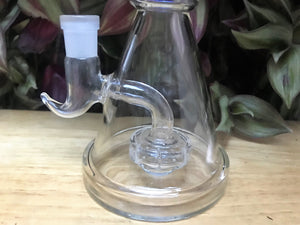 9" Quality Glass Beaker Shower Rig 2 Glass Herb Bowls - Blue Crystal