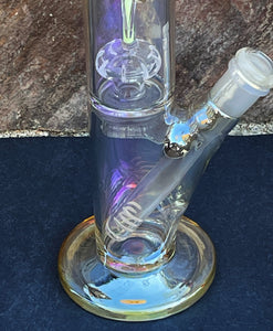 Beautiful 12" Straight Thick Shimmering Glass Bong Glow-in-the-Dark Design