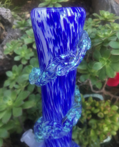 13" Soft Glass, Glow-in-the-Dark Bong w/14mm Diamond Shaped Bowl - Hot, Blue & Righteous