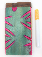 4" Carved Wood Dugout w/Metal Bat - Hot Pink & Jade