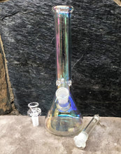 Elegant 10" Beaker Thick Glass Bong Ice Catchers Thick Glass Downstem 14mm Bowl - Iridescent Ice