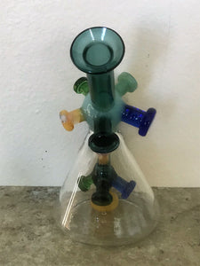 Collectible 6.5" Glass Beaker Shower Percolator Unique Design 2-14mm Slide Bowls