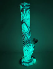 Glow in the Dark Straight Silicone Unbreakable 14" Bong Beautiful Swirl Design