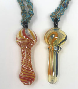 Hemp Necklace with Fumed Glass 3" Hand Spoon Pipe Bowl (1 Pack)