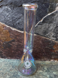 14" Thick Shimmering Glass Beaker Bong 14mm Clear Diamond Bowl