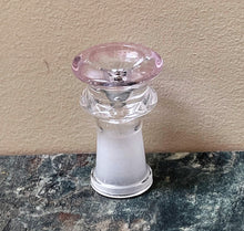 Thick Clear Glass with Pink Rim 14mm Female Slide Herb Bowl