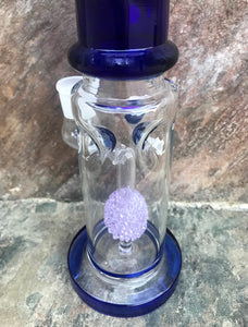 Best 13" Thick Glass Water Rig with Fritted Disc Perc, Quartz Banger, 18mm Male Slide Bowl & Ice Catcher + Extras - Cobalt & Purp