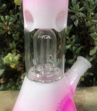 8" Glass Beaker Dome w/Percolator Water Bong & Ice Catchers, Slide in Stem Bowl - Pink Snow Balls II