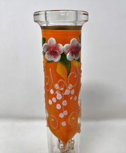 8" Beautiful GA Peach & Flowers Best Beaker Rig w/Glow in the Dark Design