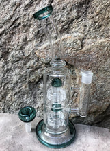 Best 11" Thick Glass Double Shower & Dome Perc Rig 14mm Male Herb Bowl - Seaglass