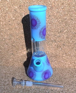 8" Glass Beaker Bong Dome Perc Ice Catchers Slide in stem with Bowl