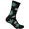Mad Toro Socks Black with Green & White Leaves - 1 Pair