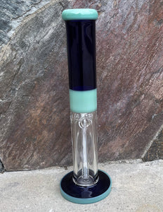 14" Straight Neck Thick Glass Water Bong includes 14mm Male Funnel Bowl - Peace & Serenity