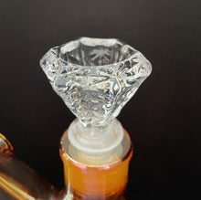 Beautiful Shimmering Amber Thick Glass 14"" Straight Bong Thick Clear Large Bowl