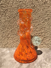 8" Thick & Heavy Soft Glass Bong is Glow-in-the-Dark w/14mm Fumed Glass Bowl - Orange Krush