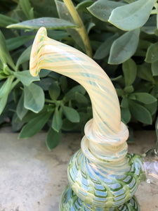 6" Mini Fumed Glass Water Rig 14mm Male Slide Herb Bowl - Emerald