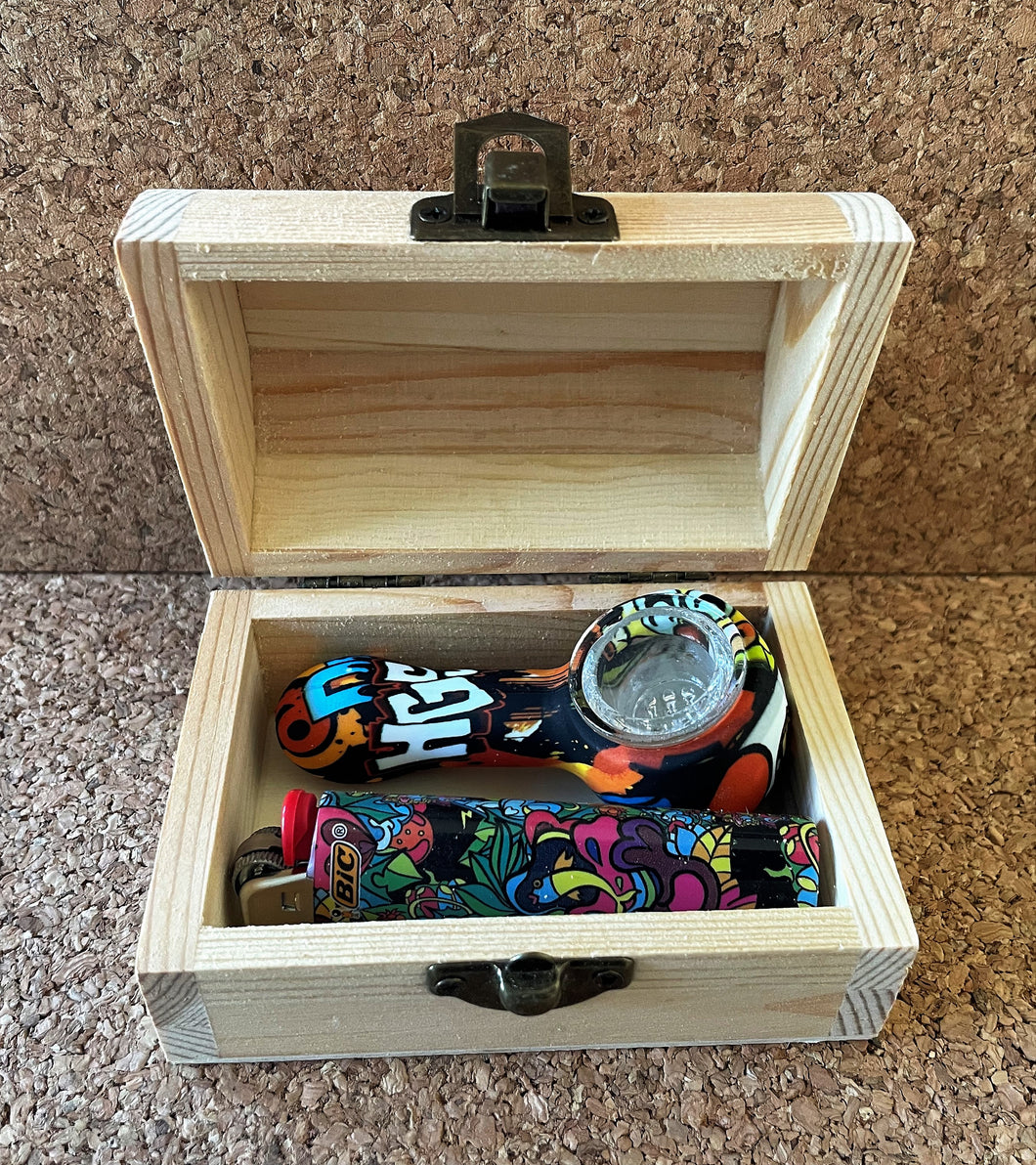 Mini Wood Stash Box with 3