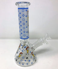 8" Glow in the Dark, Morty Design on Thick Glass Beaker Bong w/14mm Bowl