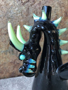5.5" Collectible Design! Black Glass Dragon Rig w/14mm Male Bowl