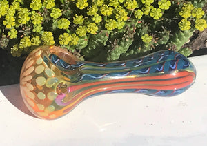 3.5" Thick Handmade Fumed Glass Spoon Bowl/ Hand Pipe