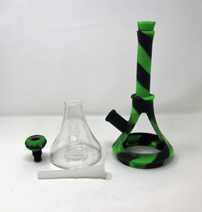 Detachable Silicone and Glass Beaker 10" Bong 14mm/18mm Dual use Silicone Bowl