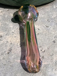 5" Thick Glass Best Fumed Glass Spoon Pipe Zipper Padded Hard Case - Pinky Green