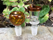 10" Thick Glass Beaker Style Base Bong w/Ice Catchers + 2 - 14mm Male Bowl Slider Pieces in Amber