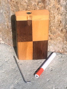 4" Natural Wood Stash Box Dugout with Aluminum Bat & Cleaning Tool - Checkerboard Pattern