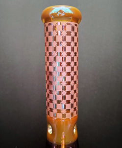 Beautiful Shimmering Thick Amber Glass13" Beaker Bong w/Diamond Amber Bowl