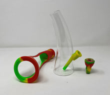 Silicone & Glass 9" Horn Water Bong 14mm/18mm Dual use Bowl